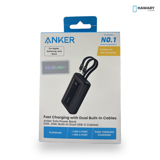 Anker Zolo Power Bank – 10,000mAh 35W with Built-in Cables – Hawary Store