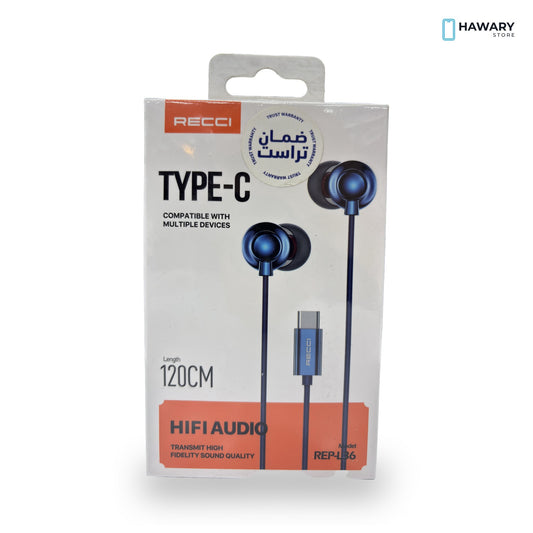Recci REP-L36 – Type-C Wired Earphones – Hawary Store